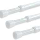 YYWL&HP 3 Pack Spring Tension Telescopic Rod Curtain Rods Adjustable Extension Telescopic Rod, Suitable for Closet, Window, Kitchen, Bathroom, Cabinet, Wardrobe (41.1"-70.9", 3PCS, White)