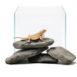 Aquarium Rocks 5lb Natural Stream Stone 3-4pcs Slate Stones for Aquascape, Fish Tank Decorations, Reptile & Turtle Habitat Basking Rock(2-7 Inches)