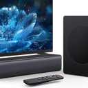 GEOYEAO Sound bar with subwoofer, 200W 2.1 ch soundbar w/Dolby Atmos Surround Sound System, 3D Bass Adjustable Home Theater Bluetooth TV Speaker for Smart TV/Projector/PC
