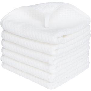 MaopaoBeauty Washcloth Set for Bathroom - Quick Drying - Ultra Soft Microfiber Absorbent Towel for Bath Fitness, Gym, Shower, Hotel, and Spa - 13x13 Inch | Set of 6, White