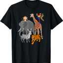 Zoo Animals Shirt Wildlife Birthday Party A Day At The Zoo T-Shirt (Black, M)