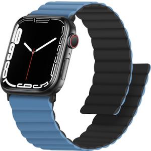 Anlinser Magnetic Bands Compatible with Apple Watch Band 49/46/45 44/42/41/40/38mm, Women Men Double Side Reversible Strap for iWatch Ultra 3-1 Series 11/10/9/8/7-1 SE(49/46/45/44/42,Black/Blue)