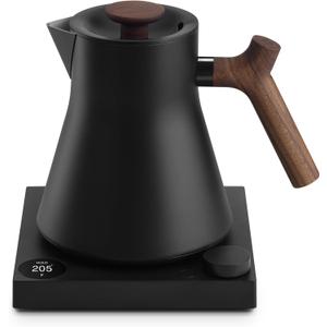 Fellow Corvo EKG Pro Electric Tea Kettle - Quick Heating, Precise Temperature Control Electric Kettle, Scheduling, Built-in Brew Timer for Boiling Water - Matte Black with Walnut Handle - 0.9 Liter
