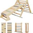 Kids Foldable Climbing Set with Ladder,Ramp,Balance Beam;Triangle Wooden Climbing Toys for Toddlers 1-3 Inside Playground,Baby Indoor Climber Jungle Gym for Montessori