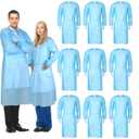 Xuhal 150 Pack Disposable Isolation Gowns PPE Gowns Disposable Bulk Fully Closed Double Tie Back Elastic Cuffs for Home Isolation, Labs, Dental, Beauty Agencies, Tattoo Practices, Unisex (Blue)