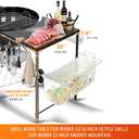 Grill Side Table for Weber Kettle 22/26, for Weber Smokey Mountain 22 Grill, Grill Work Table for Weber Master Touch, Premium, Kettle Grill Accessories, Adjustable Height Charcoal Kettle Grill Table