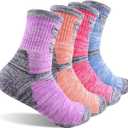 FEIDEER Women's Hiking Walking Running Socks, Multi-Pack Outdoor Recreation Socks Wicking Cushion Crew Socks (M)