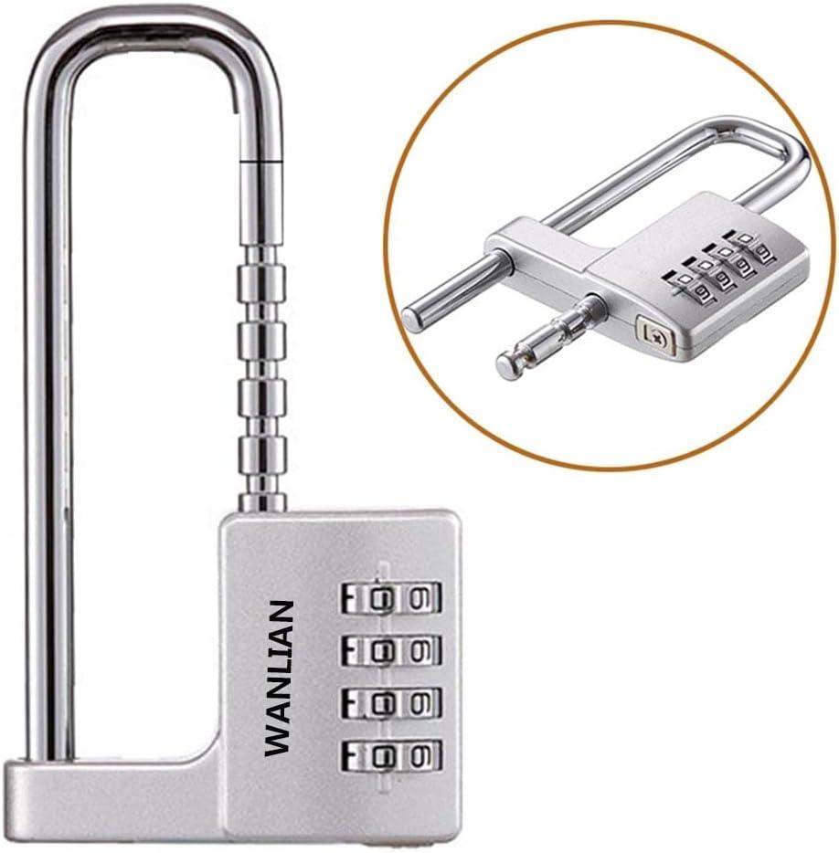 Padlock, Combination Lock, 4 Digit Combination Padlock, 2-1/2" (64mm) Wide Body. 3/8 inch Stainless Steel Retractable Long Shackle is Suitable for Outdoor, School, Gym, Sports lockers, Fences,