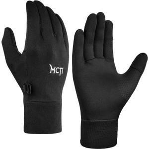 MCTi Glove Liner Touch Screen Lightweight for Winter Running Texting (Large, Black)
