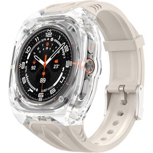 Delidigi Rugged Strap with Clear Case Compatible with Samsung Galaxy Watch Ultra 47mm, Sport Galaxy Watch Ultra Band with Protective Bumper Cover for Men Women