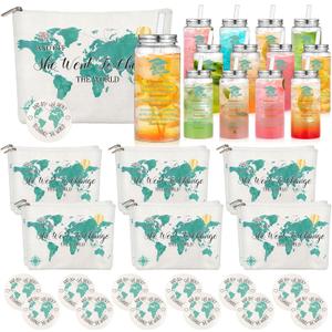 LemonRoad 12 Set 2026 Graduation Gift for Her Bulk 17oz Inspirational Tumblers Cup with Straw Lids Makeup Bags High School Class of 2026 Gift for Daughter End of the Year Grad Party Favors(Green)