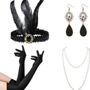 Women 1920s Flapper Set,Roaring 20s Headband Headpiece Costume Accessories for Halloween Party Cosplay