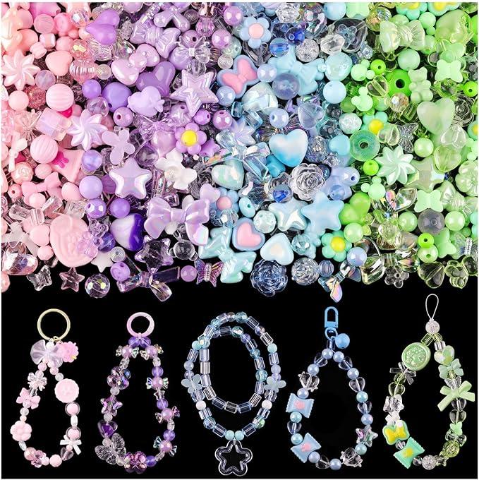 Acrylic Beads For Bracelet Making, Flower Bow Butterfly Candy Gummy Bear Kawaii Aesthetic Bead, Cute Beads For Jewelry Making DIY Necklace Keychain Phone 2 PACK Acrylic Beads For Bracelet Making, Flower Bow Butterfly Candy Gummy Bear Kawaii Aesthetic Bead, Cute Beads For Jewelry Making DIY Necklace Keychain Phone 2 PACK