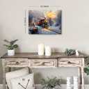 Christmas Wall Art Vintage Red Train Wall Decor Christmas Tree Prints Picture Rustic Farmhouse Paintings Retro Sunset Country Scenic Cottagecore Artwork for Living Room Bedroom Home Decorations 12x16"