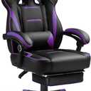 GTPLAYER Gaming Chair with Footrest, Big and Tall Game Chair 350lb Racing Style Computer Chair, Ergonomic Executive Office Chair High Back with Lumbar Support and Recliner, Purple