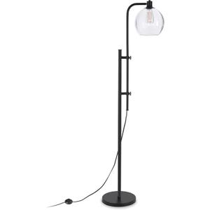 Antho Height-Adjustable Floor Lamp with Glass Shade in Blackened Bronze/Seeded