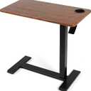 Pneumatic Adjustable Bedside Table, Compact Rolling Laptop Table with 360 Hidden Casters and Built-in Cup Holder, Medical Mobile Bed Desk for Home & Hospital Use