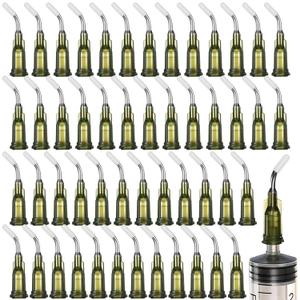 Honoson 50 Pcs 14 Gauge Industrial Blunt Tip Dispensers 1/2 Inch 45 Bent Stainless Steel Tips with Secure Threaded Hub for Adhesives, Epoxy, Oils, Lubricants, Inks, and Craft Glue