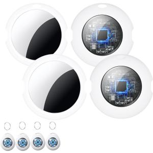 4 Pack Smart Bluetooth Tracker Tags [Apple MFi Certified] Air Key Finder Works with Apple Find My (iOS Only)Waterproof Global Tracking Tags Item Locator Sound Alarm for Kids Pets Luggage Dogs Backpack