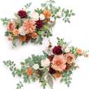 Ling's moment 2Pcs Terracotta Artificial Flower Garland Floral Swags Centerpieces Burnt Orange Wedding Arch Flower Greenery Arrangements for Sweetheart Table Wall Window Home Garden Outdoor Decor
