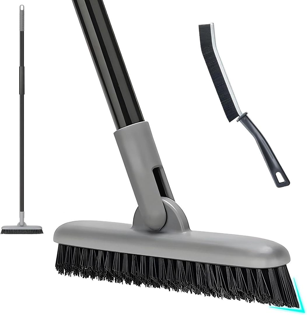 Grout Brush with Long Handle, 49'' Tile Cleaner Tool for Shower, Floors Scrubber for Bathroom Cleaning