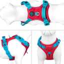 PHOEPET No Pull Dog Harness, Unique Colors Reflective Adjustable Dog Vest, with Soft Training Handle Metal Clips for Small Medium Large Dogs (Red Base & Teal Straps,XS)