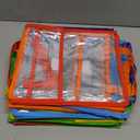 Teling 24 Pack Thick Clear Book Pouches with Blank Name Tags and Handles Book Baggies Bags Bins Organizer for School Classroom Library Pockets Students (10 x 12 Inch, Stylish Color)