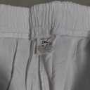 Womens Summer Capris Pants Causal Drawstring Elastic Waist Pants Lightweight Trousers Buttons Trim with Pockets White, 2XL