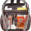 FADEON Clear Small Backpack Purse for Women, Designer Transparent Shoulder Handbag, PVC Mini Clear Bag for Stadium Approved