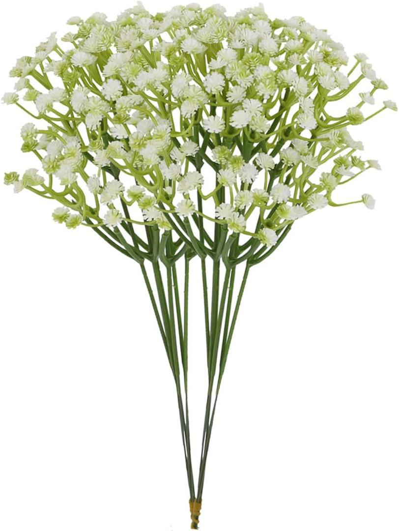 ABAJI Artificial Flower 12PCS Plastic Babys Breath Table Decoration Wedding Deco Indoor Outdoor (White)