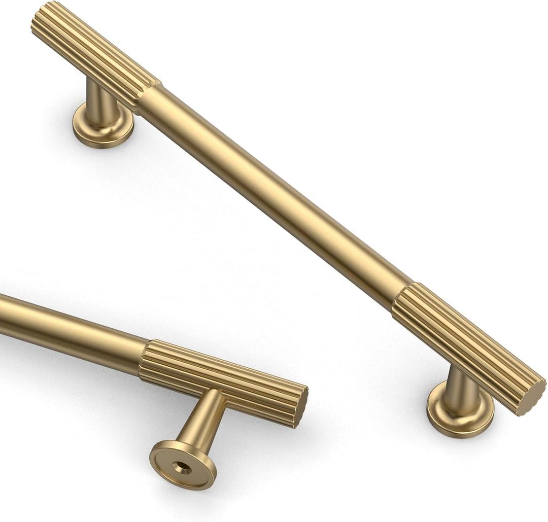 Asidrama 10 Pack 5 Inch(128mm) Champagne Bronze Cabinet Pulls Kitchen Cabinet Handles Champagne Drawer Hardware for Cupboard (5" Hole Center)