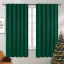 BGment Rod Pocket and Back Tab Blackout Curtains for Bedroom - Christmas Emerald Green Thermal Insulated Room Darkening Curtains for Living Room, 2 Window Curtain Panels (42 x 63 Inch)
