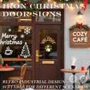 Christmas Welcome Sign for Front Door Decor, Vintage Cast Iron Snowman Door Decor with Chain, Holiday Welcome Home Sign, Christmas Welcome Sign (Welcome Sign)