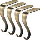 Stocking Holders for Mantle,Christmas Stocking Holder Set of 4,Stocking Hangers for Mantel,Stocking Hooks for Fireplace(Bronze)