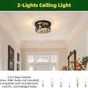 Rustic Flush Mount Ceiling Light Farmhouse Round Ceiling Light 2Pack, Round