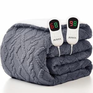 JKMAX Heated Electric Blanket Queen Size-84"x90" Heating Blanket with 10 Heating Levels & 5 Time Settings Over-Heat Protection,Winter Warmer for Adults with ETL Certification（Grey）