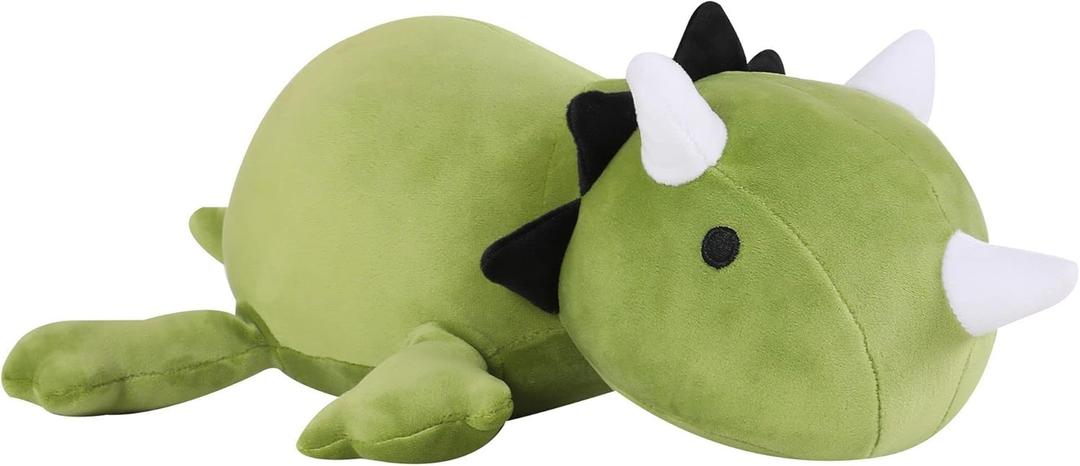 SQEQE Weighted Dinosaur Plush, Weighted Dinosaur Stuffed Animal, Dino Plushies Dino Pillow Toy Gift for Kids Adults 9.8 Inch, 0.8 Lbs (Green)