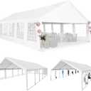 Party Tent 20x40Ft Heavy Duty Outdoor Canopy Carport Gazebo Wedding Carport Event Shelter Large Canopy with Storage Bags, White