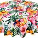 juniissl Tropical Pineapple Tablecloth Washable Round Table Cover for Kitchen Dining Decoration 60 Inch