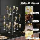 3-Tier 16-Holder Metal Cocktail Tree Stand, Champagne Tower for Glasses Wine Glass Holder Drink Tower, Heavy Duty Drink Stand for Martini Margarita Cups Weddings Parties