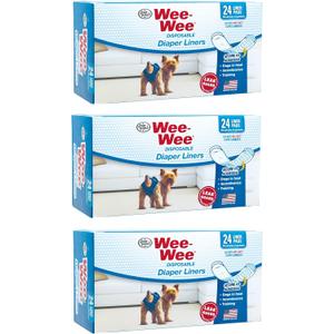 (3 Pack) Four Paws Wee-Wee Dog Diaper Garment Pads, 24 Per Pack