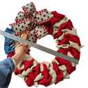 20 Inch 4th of July Wreath Patriotic Burlap Wreaths for Front Door Red Beige Blue Memorial Day American Flag Wreath with Bowknot 4th of July Decorations Outdoor