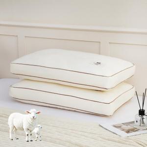 YOUR MOON Organic Soft Wool Pillow King Size Set of 2, Support Soft Bed Pillows for Sleeping, Premium Australian Wool Filling with 100% Cotton Cover, Down Alternative Pillows 2 Pack (Off White)