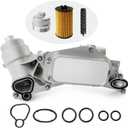 Engine Oil Cooler Filter Housing Assembly Adapter Aluminum Cap , Insert, Cap Compatible with 2008-2019 Chevy Cruze Sonic Malibu Aveo,Saturn Astra 1.6L 1.8L Replace# 25199751 918-432
