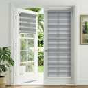 LazBlinds No Drill Zebra Blinds for French Door, Cordless Blinds for Door with 24" Covering Width, Small Gap Design Light Filtering Sheer Shades for Indoor Windows, 24 5/8" W x 72" L, Grey, 1 Panel