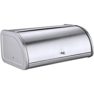 HILFA Stainless Steel Bread Box with Roll Up Lid, For Easy Kitchen Counter Storage, Bread Bin Holder,17.5X11.5X7.5 inch, Brushed,SB3100-BR