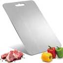 Titanium Cutting Board - 100% Pure Titanium Cutting Boards for Kitchen Double Sided Non Toxic Titanware for Meat/Vegetables, Hygiene Durable Dishwasher Safe Metal Chopping Board Extra Large