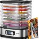 OSTBA 8-Tray Food Dehydrator, 72H Timer & Temp Control up to 158, Includes 8 Mesh Sheets, 1 Fruit Roll Tray, 1 Tongs, Recipe Book for Jerky, Fruit, Meat, Vegetables, Herbs, BPA-Free