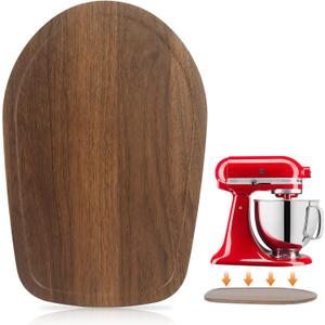 Mixer Slider Mat for Kitchen Aid 4.5-5 Qt Tilt Head Stand Mixer, Wood Sliding Tray Mixer Sliders for Kitchen Aid Artisan Mixer Accessories and Attachments, Countertop Storage Brown