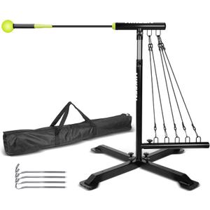 Hikeen Baseball Softball Swing Trainer, Baseball Training Equipment, Includes 5 Elasticity Bands Baseball/Softball Accessories for Hitting and Batting, Adjustable Height for All Ages Training